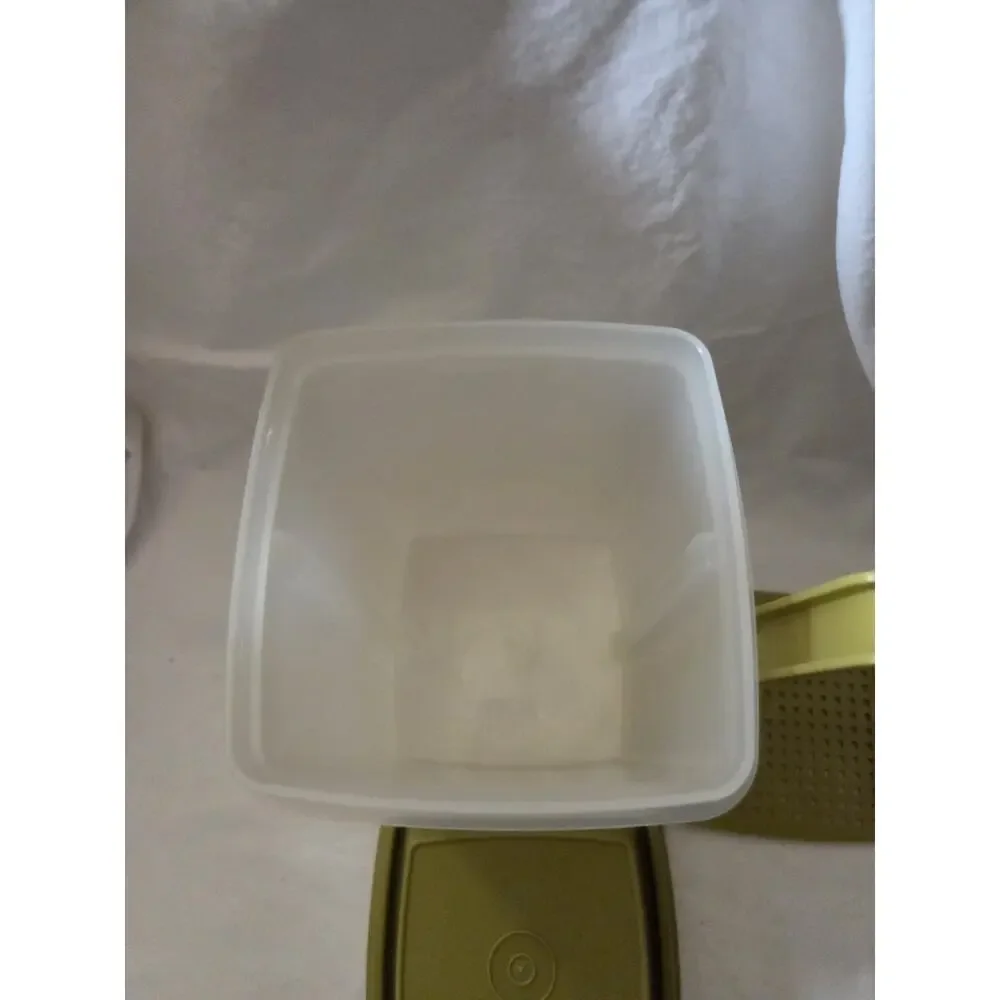 Vtg Tupperware Pick A Deli 2 Qt Pickle Keeper 1560 3 pieces Avocado Green 70’s